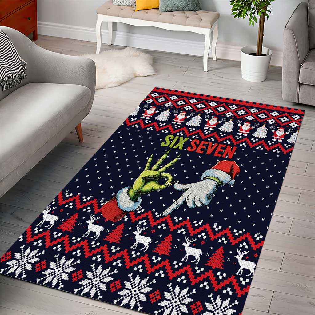 Grinch Hand Six Seven Xmas Area Rug Meme Gen Alpha Slang - Wonder Print Shop