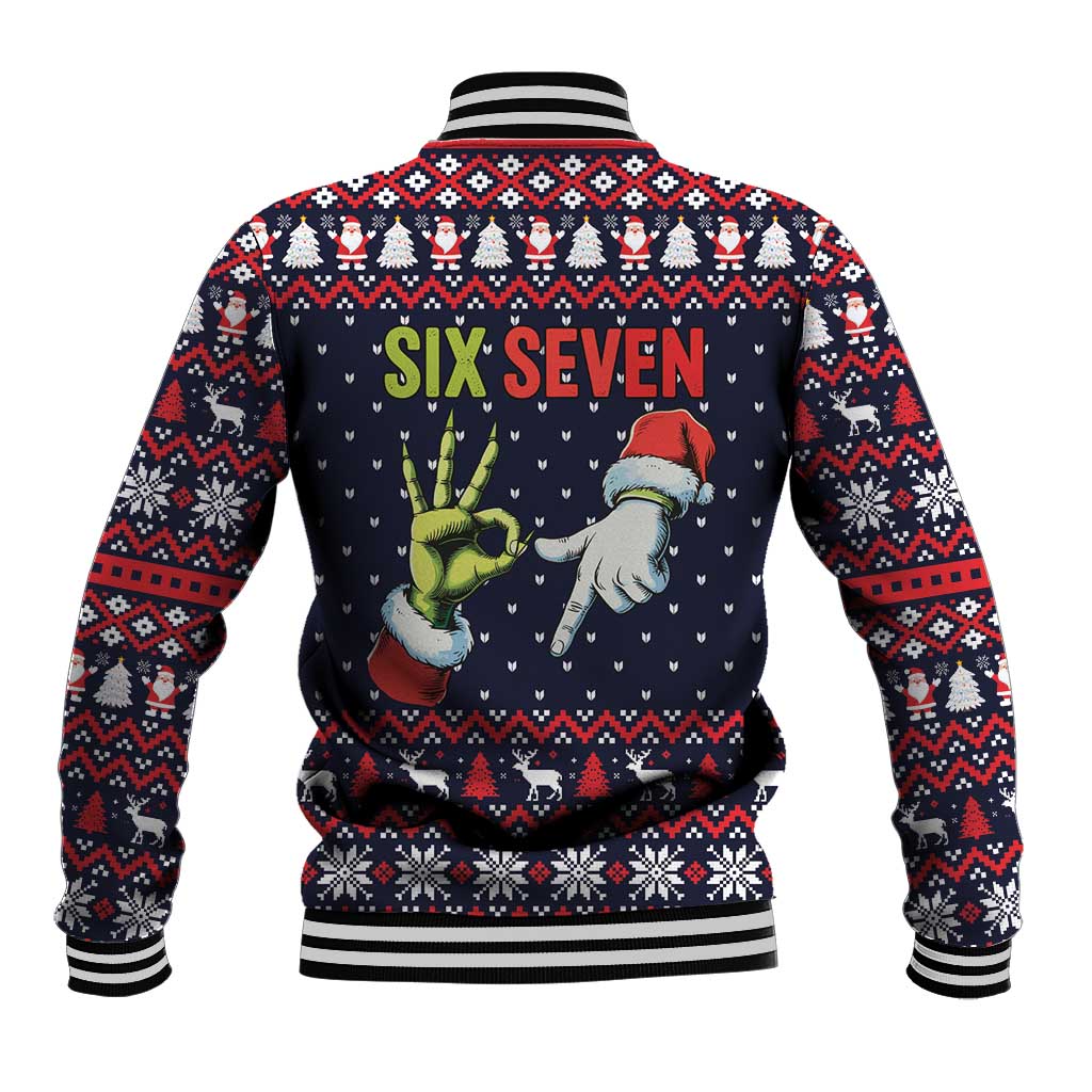 Grinch Hand Six Seven Xmas Baseball Jacket Meme Gen Alpha Slang - Wonder Print Shop