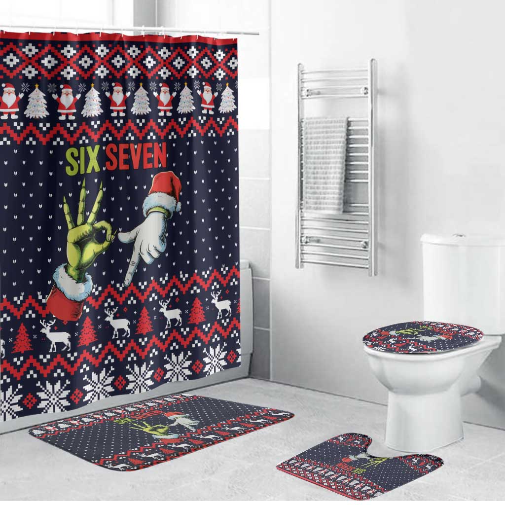 Grinch Hand Six Seven Xmas Bathroom Set Meme Gen Alpha Slang - Wonder Print Shop