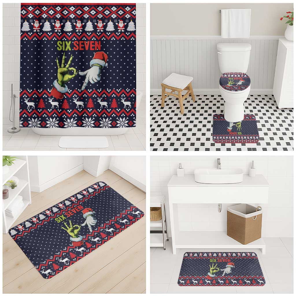 Grinch Hand Six Seven Xmas Bathroom Set Meme Gen Alpha Slang - Wonder Print Shop