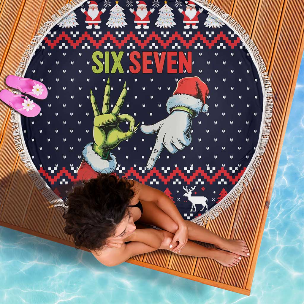 Grinch Hand Six Seven Xmas Beach Blanket Meme Gen Alpha Slang - Wonder Print Shop