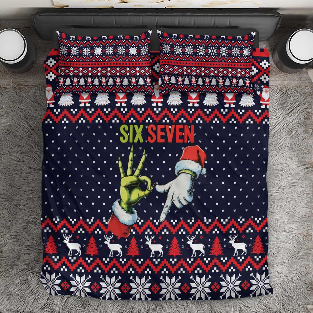 Grinch Hand Six Seven Xmas Bedding Set Meme Gen Alpha Slang - Wonder Print Shop