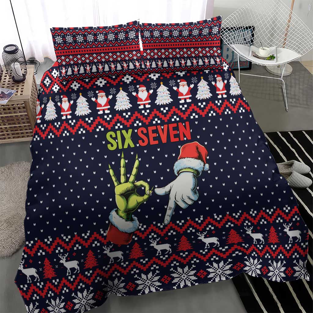 Grinch Hand Six Seven Xmas Bedding Set Meme Gen Alpha Slang - Wonder Print Shop