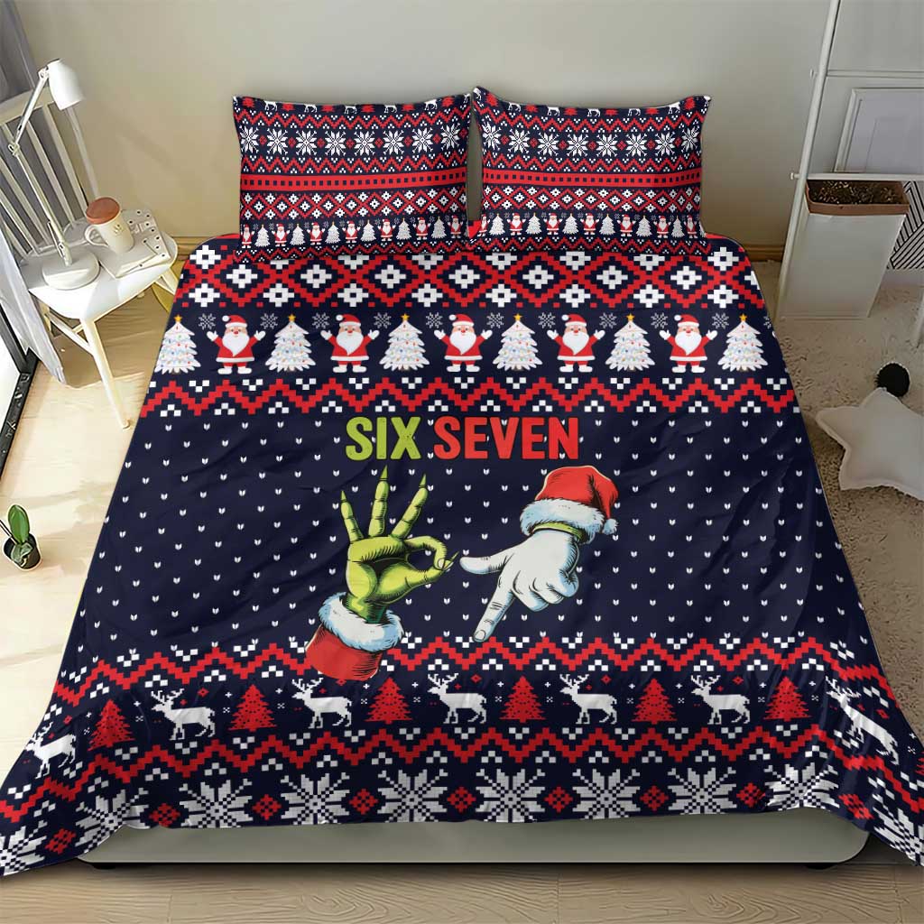 Grinch Hand Six Seven Xmas Bedding Set Meme Gen Alpha Slang - Wonder Print Shop