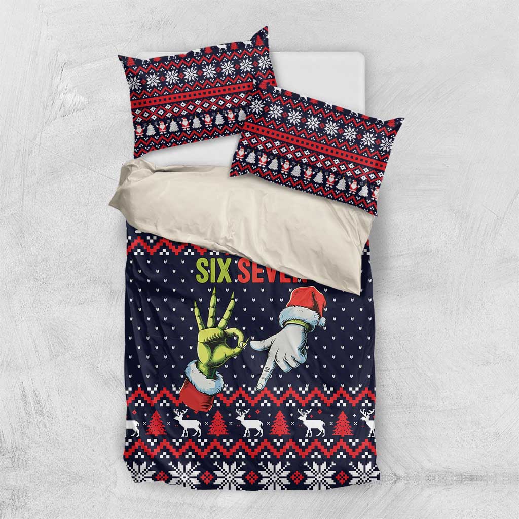 Grinch Hand Six Seven Xmas Bedding Set Meme Gen Alpha Slang - Wonder Print Shop