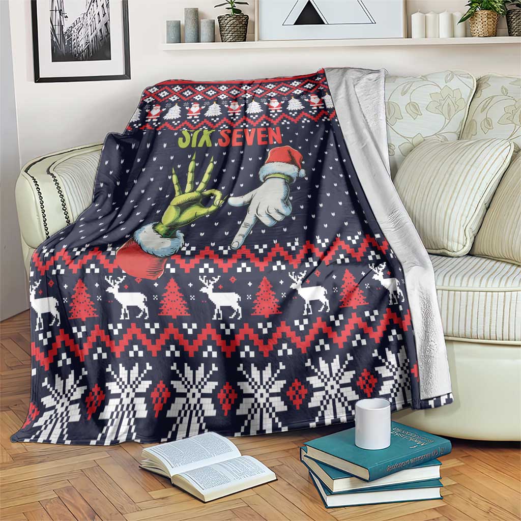 Grinch Hand Six Seven Xmas Blanket Meme Gen Alpha Slang - Wonder Print Shop