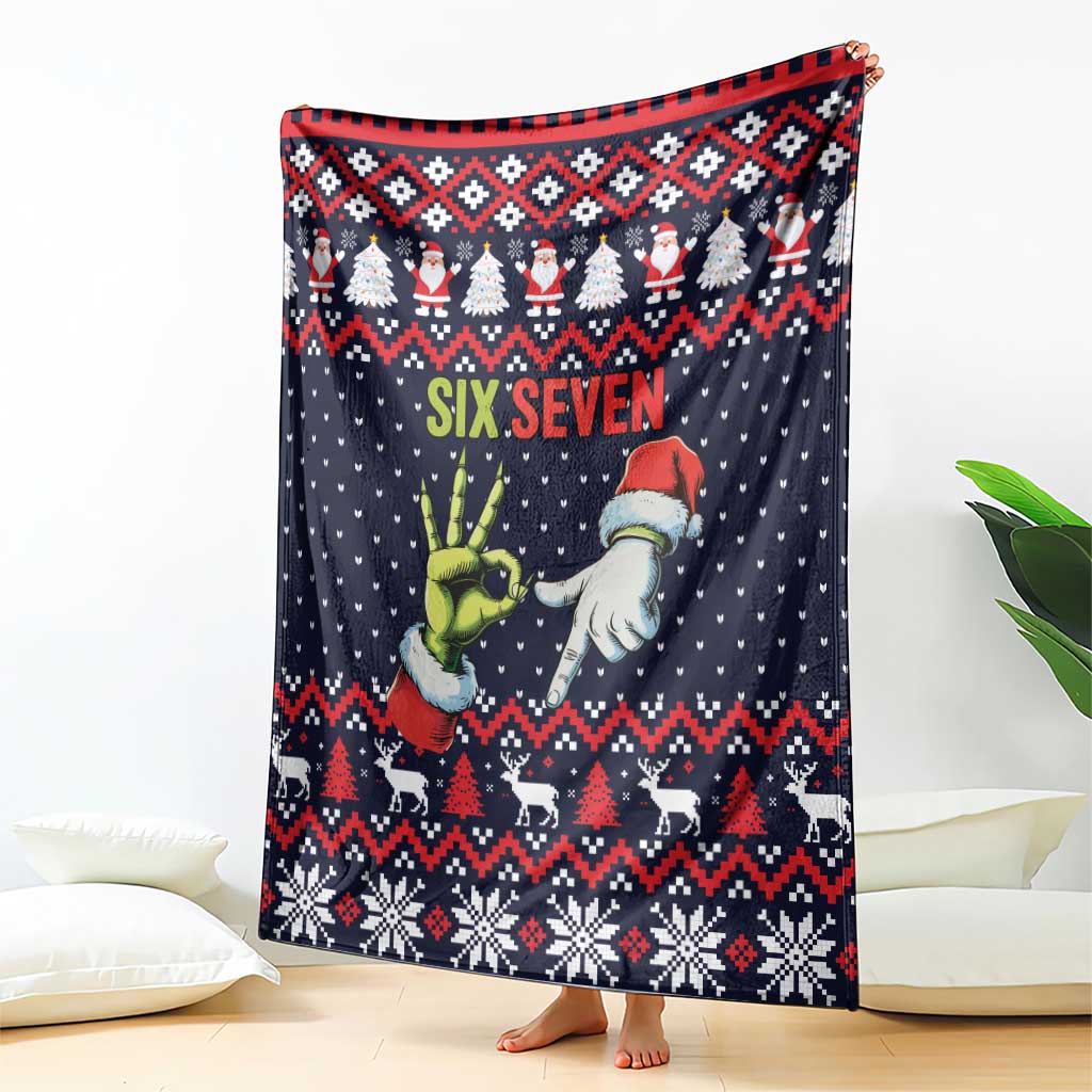 Grinch Hand Six Seven Xmas Blanket Meme Gen Alpha Slang - Wonder Print Shop