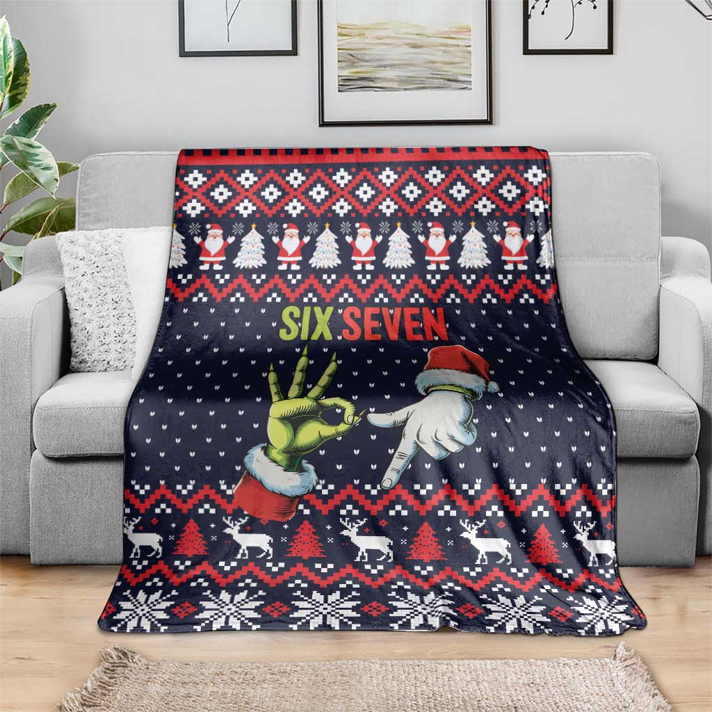 Grinch Hand Six Seven Xmas Blanket Meme Gen Alpha Slang - Wonder Print Shop
