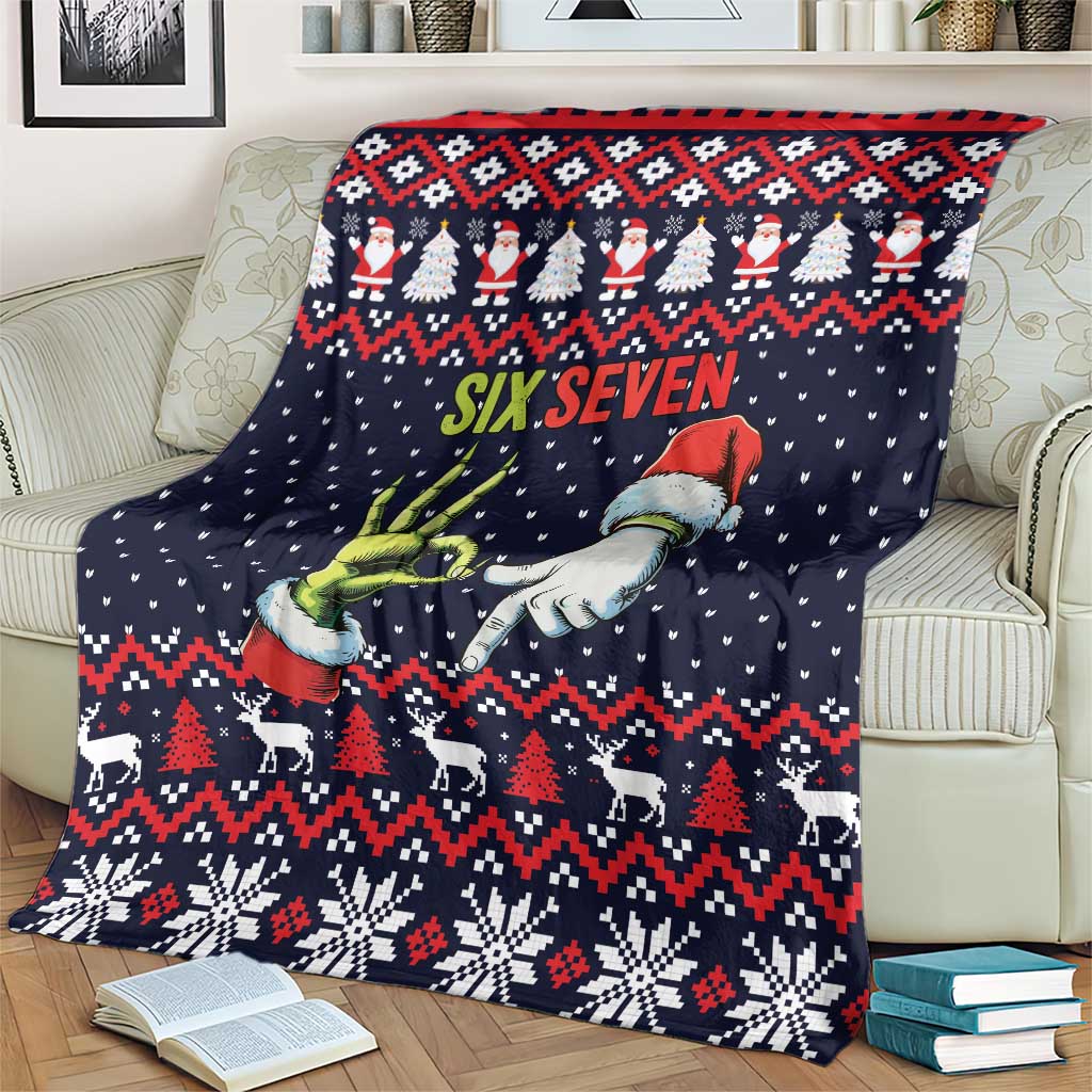 Grinch Hand Six Seven Xmas Blanket Meme Gen Alpha Slang - Wonder Print Shop
