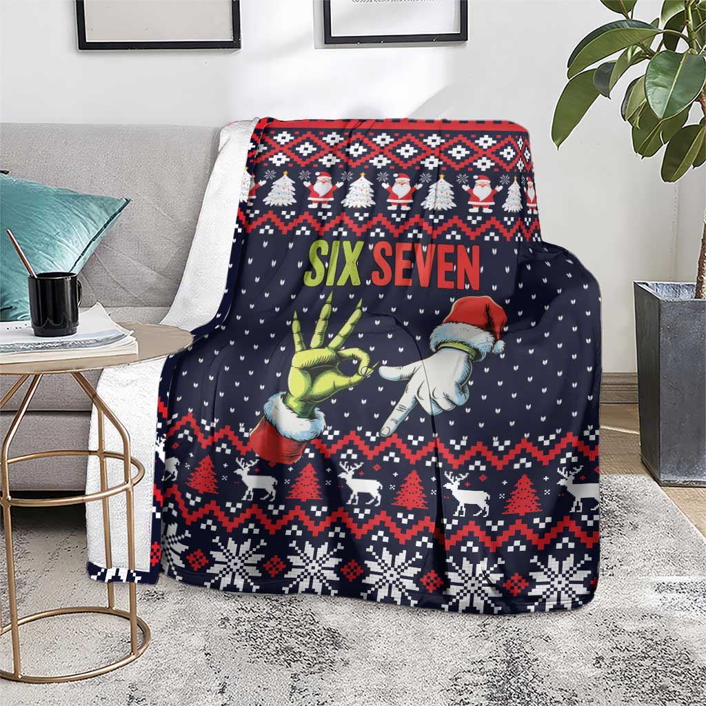 Grinch Hand Six Seven Xmas Blanket Meme Gen Alpha Slang - Wonder Print Shop