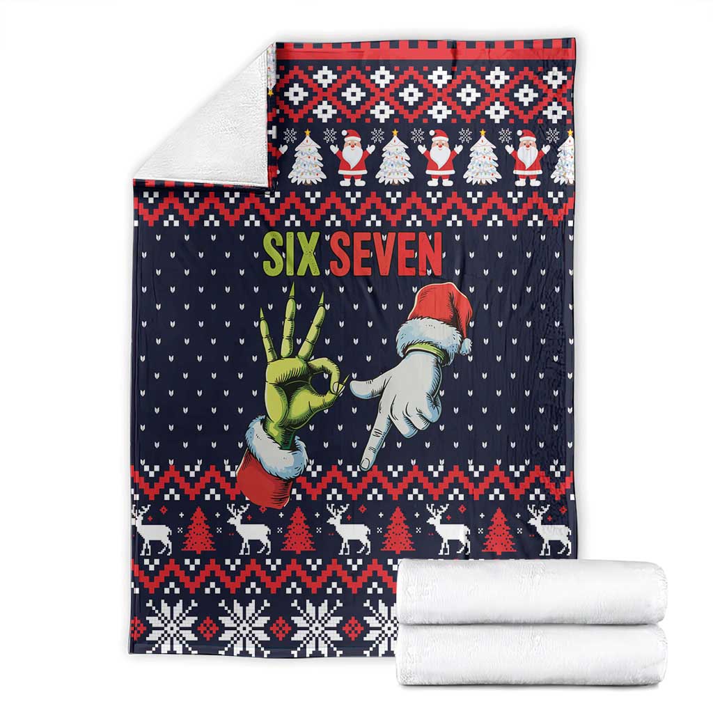 Grinch Hand Six Seven Xmas Blanket Meme Gen Alpha Slang - Wonder Print Shop