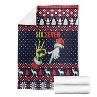 Grinch Hand Six Seven Xmas Blanket Meme Gen Alpha Slang - Wonder Print Shop