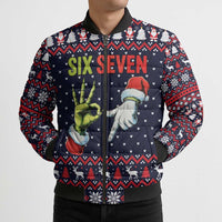Grinch Hand Six Seven Xmas Bomber Puffer Jacket Meme Gen Alpha Slang - Wonder Print Shop