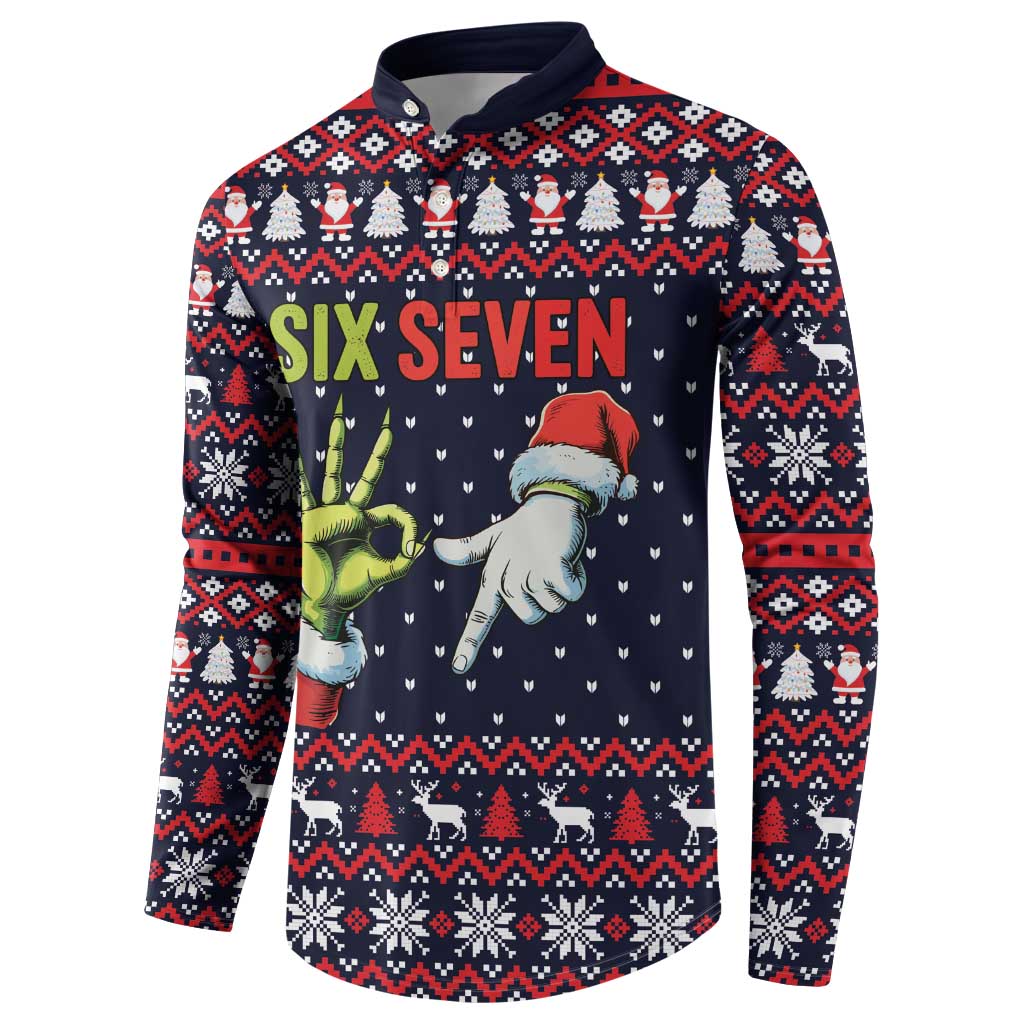 Grinch Hand Six Seven Xmas Button Sweatshirt Meme Gen Alpha Slang - Wonder Print Shop