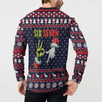 Grinch Hand Six Seven Xmas Button Sweatshirt Meme Gen Alpha Slang - Wonder Print Shop
