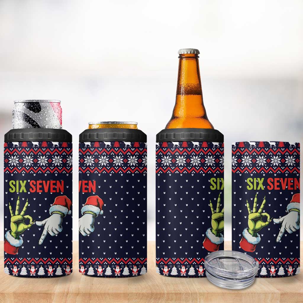 Grinch Hand Six Seven Xmas 4 in 1 Can Cooler Tumbler Meme Gen Alpha Slang - Wonder Print Shop