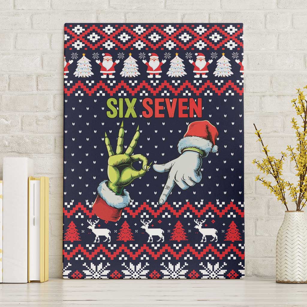 Grinch Hand Six Seven Xmas Canvas Wall Art Meme Gen Alpha Slang - Wonder Print Shop