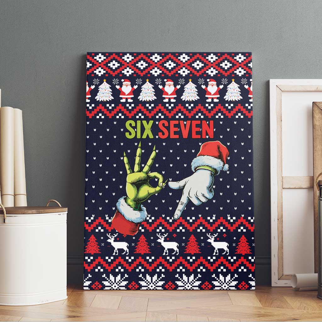 Grinch Hand Six Seven Xmas Canvas Wall Art Meme Gen Alpha Slang - Wonder Print Shop
