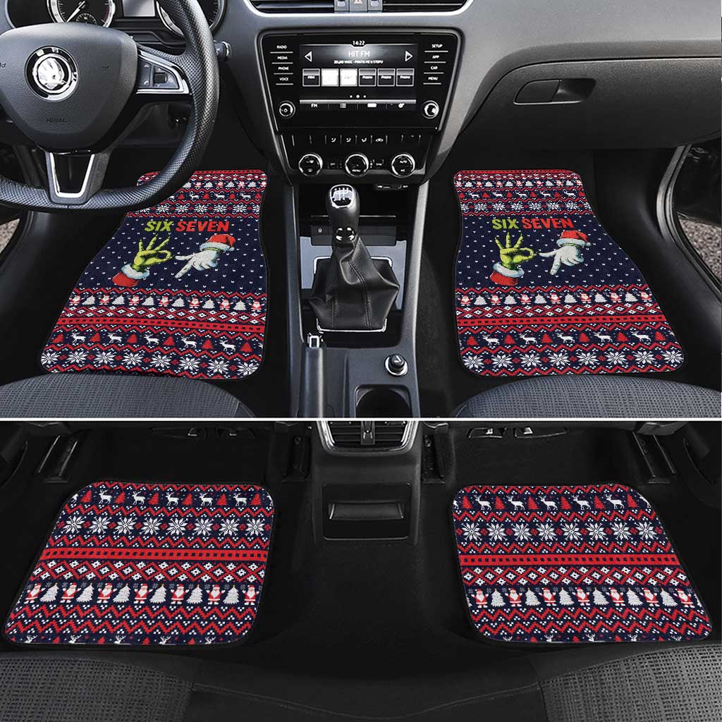 Grinch Hand Six Seven Xmas Car Mats Meme Gen Alpha Slang - Wonder Print Shop