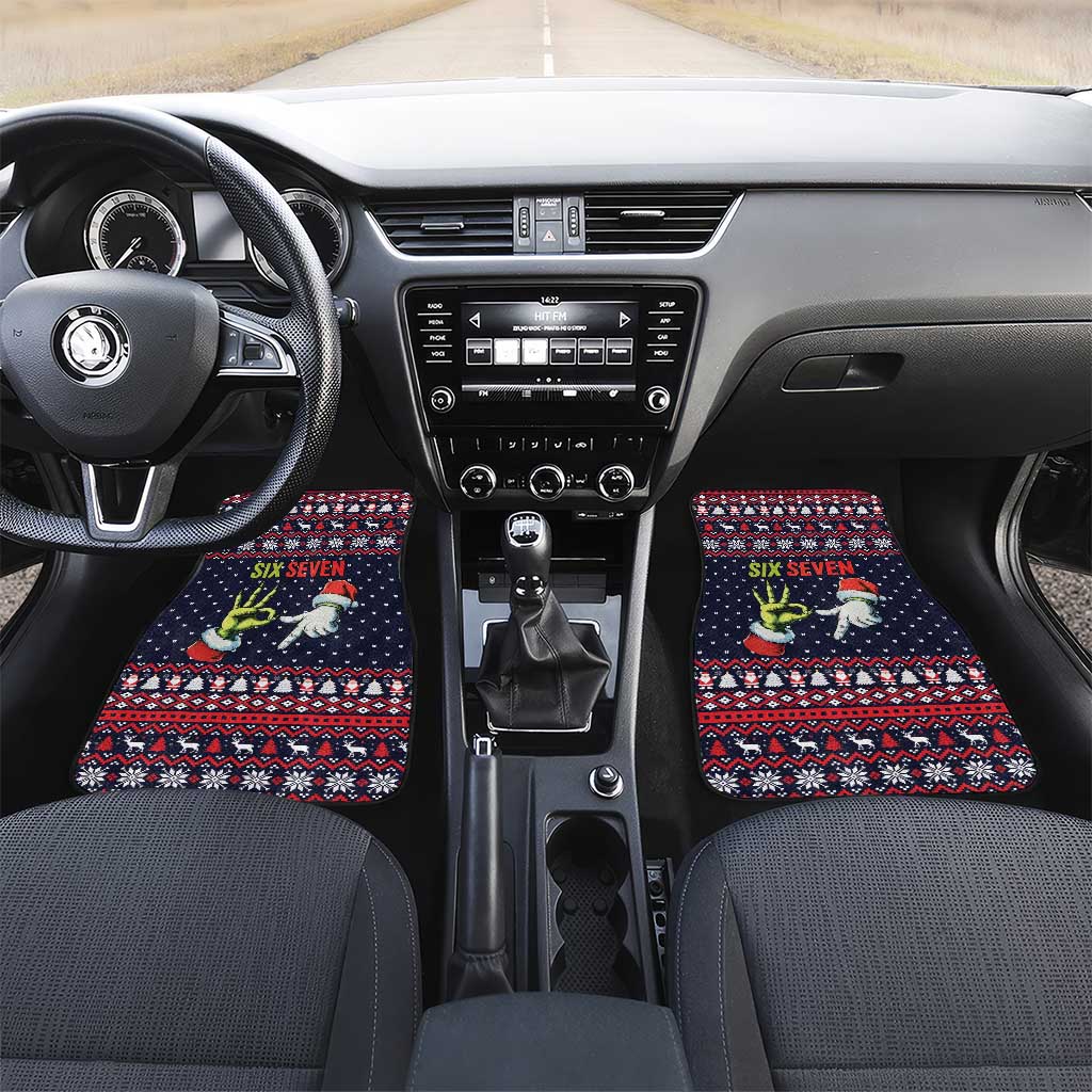 Grinch Hand Six Seven Xmas Car Mats Meme Gen Alpha Slang - Wonder Print Shop