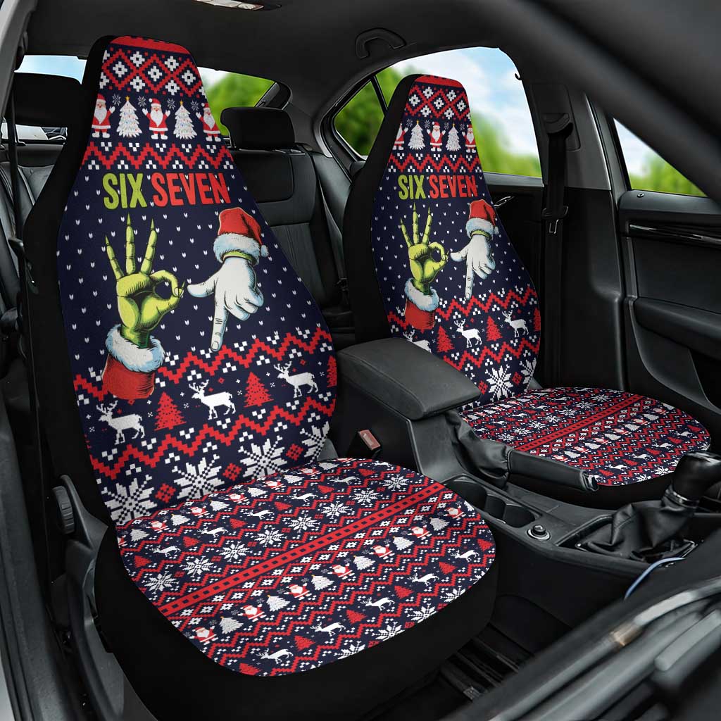 Grinch Hand Six Seven Xmas Car Seat Cover Meme Gen Alpha Slang - Wonder Print Shop