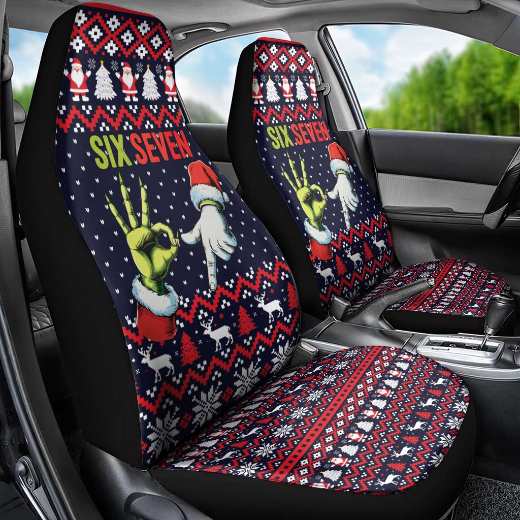 Grinch Hand Six Seven Xmas Car Seat Cover Meme Gen Alpha Slang - Wonder Print Shop