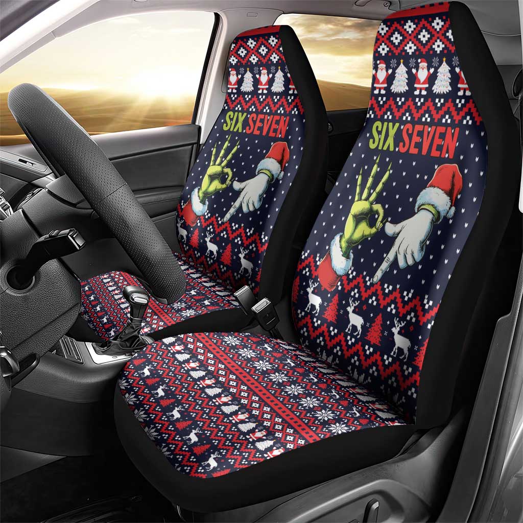 Grinch Hand Six Seven Xmas Car Seat Cover Meme Gen Alpha Slang - Wonder Print Shop