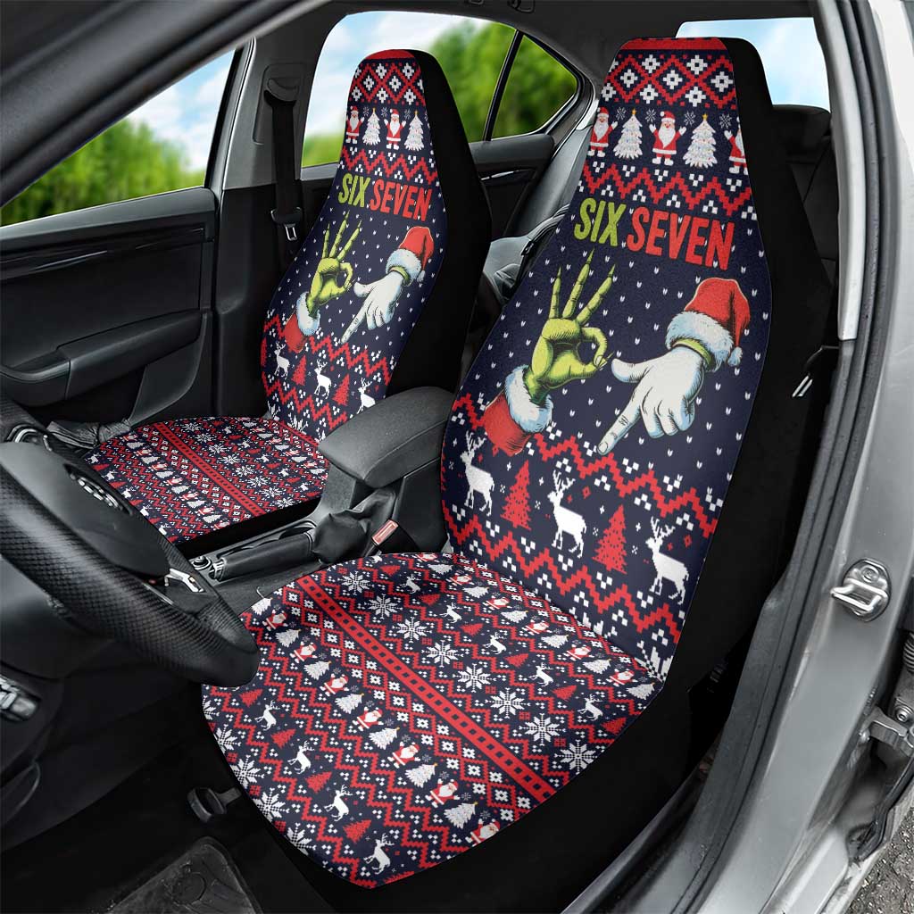 Grinch Hand Six Seven Xmas Car Seat Cover Meme Gen Alpha Slang - Wonder Print Shop
