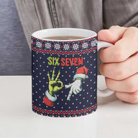 Grinch Hand Six Seven Xmas Ceramic Mug Meme Gen Alpha Slang - Wonder Print Shop