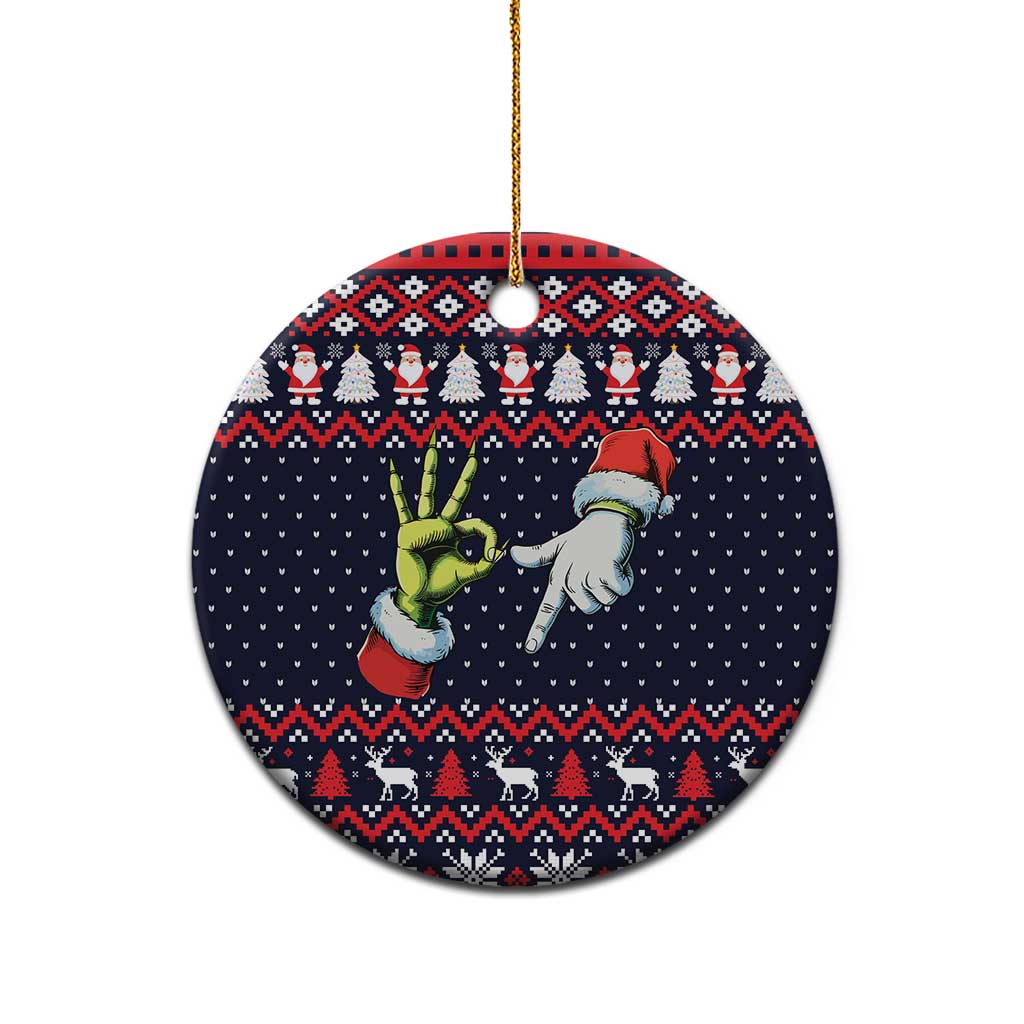 Grinch Hand Six Seven Xmas Ceramic Ornament Meme Gen Alpha Slang - Wonder Print Shop
