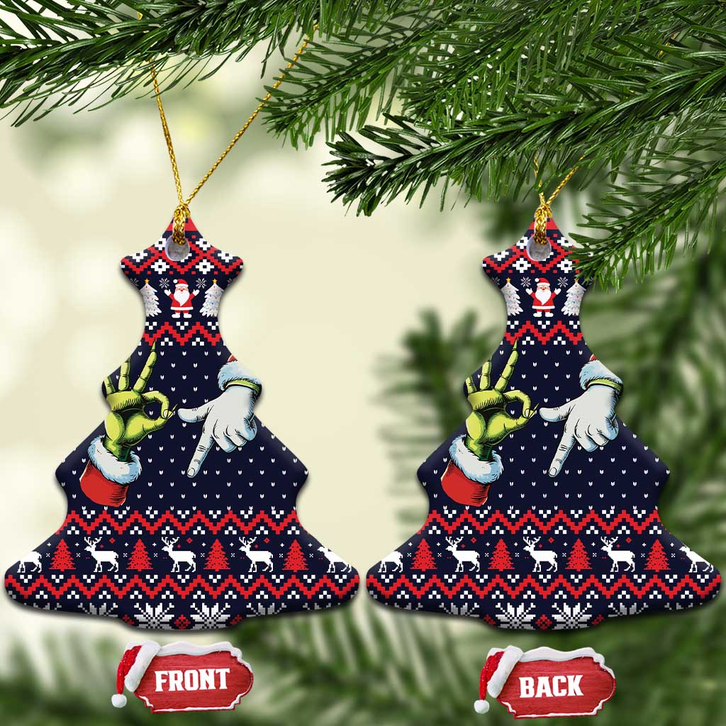 Grinch Hand Six Seven Xmas Ceramic Ornament Meme Gen Alpha Slang - Wonder Print Shop