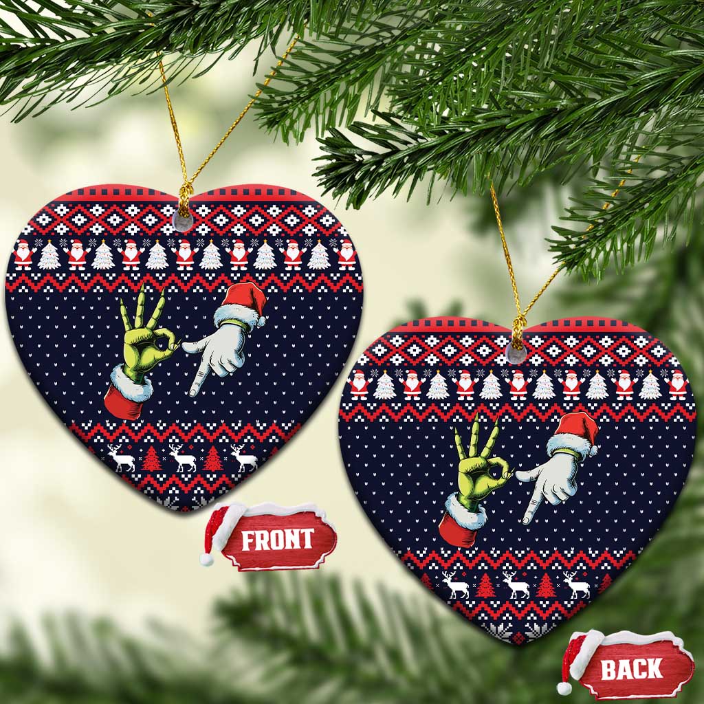 Grinch Hand Six Seven Xmas Ceramic Ornament Meme Gen Alpha Slang - Wonder Print Shop