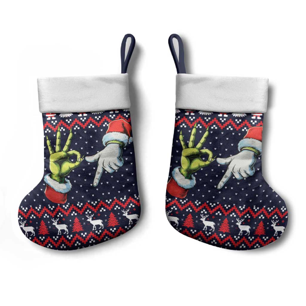 Grinch Hand Six Seven Xmas Christmas Stocking Meme Gen Alpha Slang - Wonder Print Shop