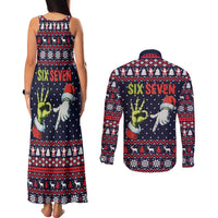 Grinch Hand Six Seven Xmas Couples Matching Tank Maxi Dress and Long Sleeve Button Shirt Meme Gen Alpha Slang - Wonder Print Shop