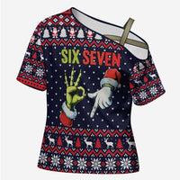 Grinch Hand Six Seven Xmas Cross Shoulder Shirt Meme Gen Alpha Slang - Wonder Print Shop