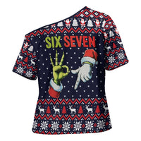Grinch Hand Six Seven Xmas Cross Shoulder Shirt Meme Gen Alpha Slang - Wonder Print Shop