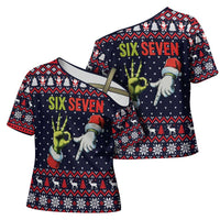 Grinch Hand Six Seven Xmas Cross Shoulder Shirt Meme Gen Alpha Slang - Wonder Print Shop