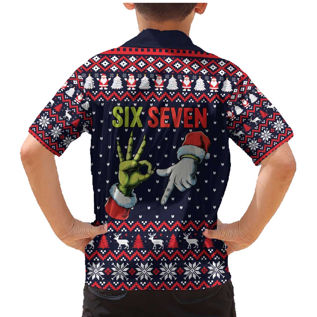 Grinch Hand Six Seven Xmas Family Matching Mermaid Dress and Hawaiian Shirt Meme Gen Alpha Slang - Wonder Print Shop