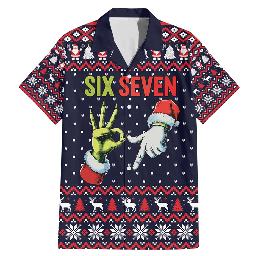 Grinch Hand Six Seven Xmas Family Matching Mermaid Dress and Hawaiian Shirt Meme Gen Alpha Slang - Wonder Print Shop