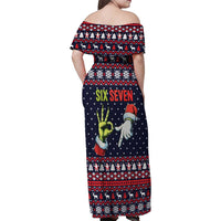 Grinch Hand Six Seven Xmas Family Matching Off Shoulder Maxi Dress and Hawaiian Shirt Meme Gen Alpha Slang - Wonder Print Shop