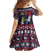 Grinch Hand Six Seven Xmas Family Matching Off Shoulder Short Dress and Hawaiian Shirt Meme Gen Alpha Slang - Wonder Print Shop