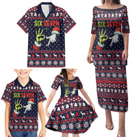 Grinch Hand Six Seven Xmas Family Matching Puletasi and Hawaiian Shirt Meme Gen Alpha Slang - Wonder Print Shop