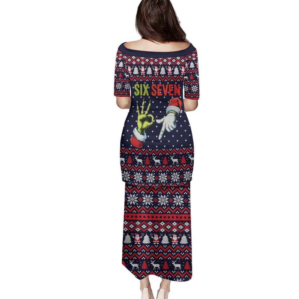 Grinch Hand Six Seven Xmas Family Matching Puletasi and Hawaiian Shirt Meme Gen Alpha Slang - Wonder Print Shop