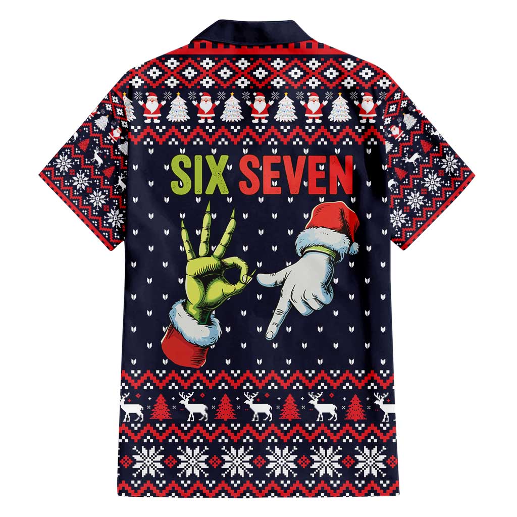 Grinch Hand Six Seven Xmas Family Matching Short Sleeve Bodycon Dress and Hawaiian Shirt Meme Gen Alpha Slang - Wonder Print Shop