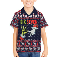 Grinch Hand Six Seven Xmas Family Matching Short Sleeve Bodycon Dress and Hawaiian Shirt Meme Gen Alpha Slang - Wonder Print Shop