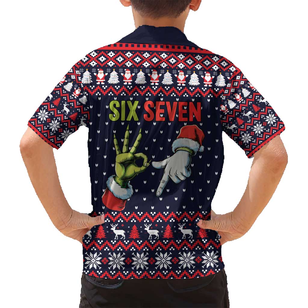 Grinch Hand Six Seven Xmas Family Matching Tank Maxi Dress and Hawaiian Shirt Meme Gen Alpha Slang - Wonder Print Shop