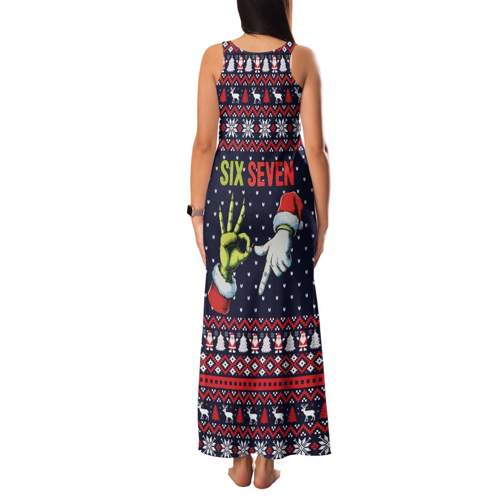 Grinch Hand Six Seven Xmas Family Matching Tank Maxi Dress and Hawaiian Shirt Meme Gen Alpha Slang - Wonder Print Shop