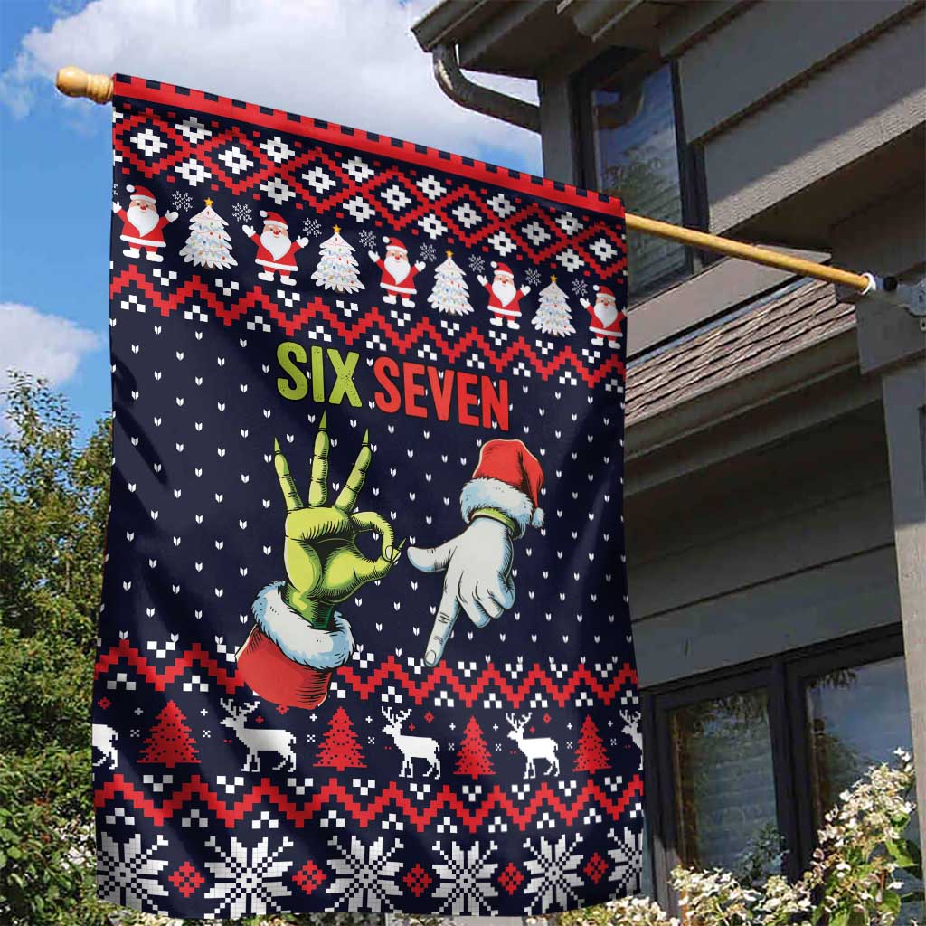 Grinch Hand Six Seven Xmas Garden Flag Meme Gen Alpha Slang - Wonder Print Shop