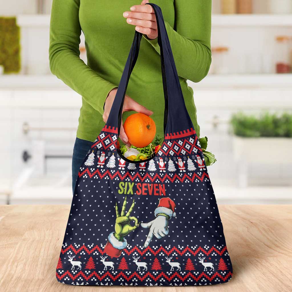Grinch Hand Six Seven Xmas Grocery Bag Meme Gen Alpha Slang - Wonder Print Shop