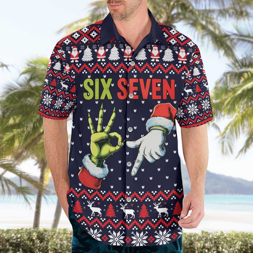 Grinch Hand Six Seven Xmas Hawaiian Shirt Meme Gen Alpha Slang - Wonder Print Shop